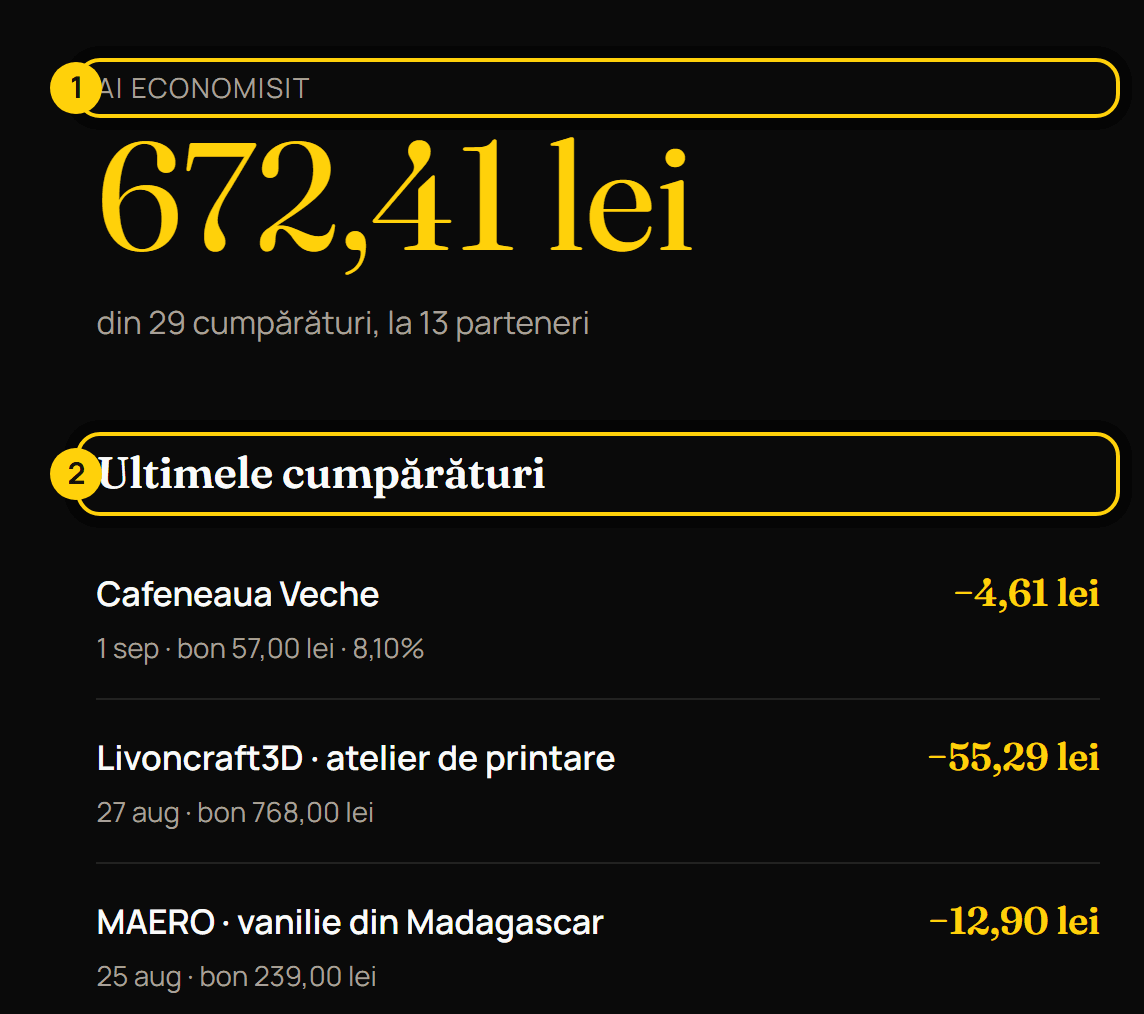 Contul membrului: codul și economiile