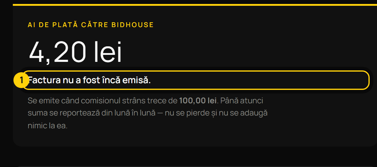 Ecranul partenerului: ce ai de plată.